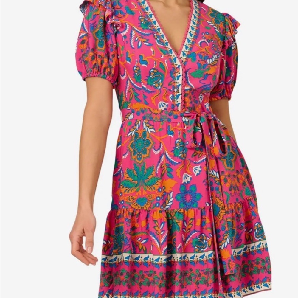 Adrianna Papell Pink and Orange Floral Mini Dress